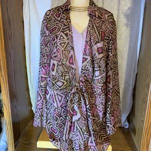 Lane Bryant tie front multi colored top